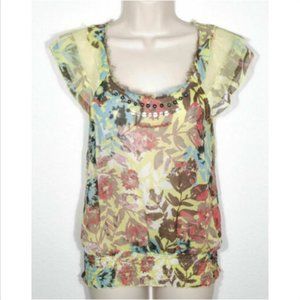 AMERICAN RAG Top Blouse Semi Sheer Beaded 1481E1M